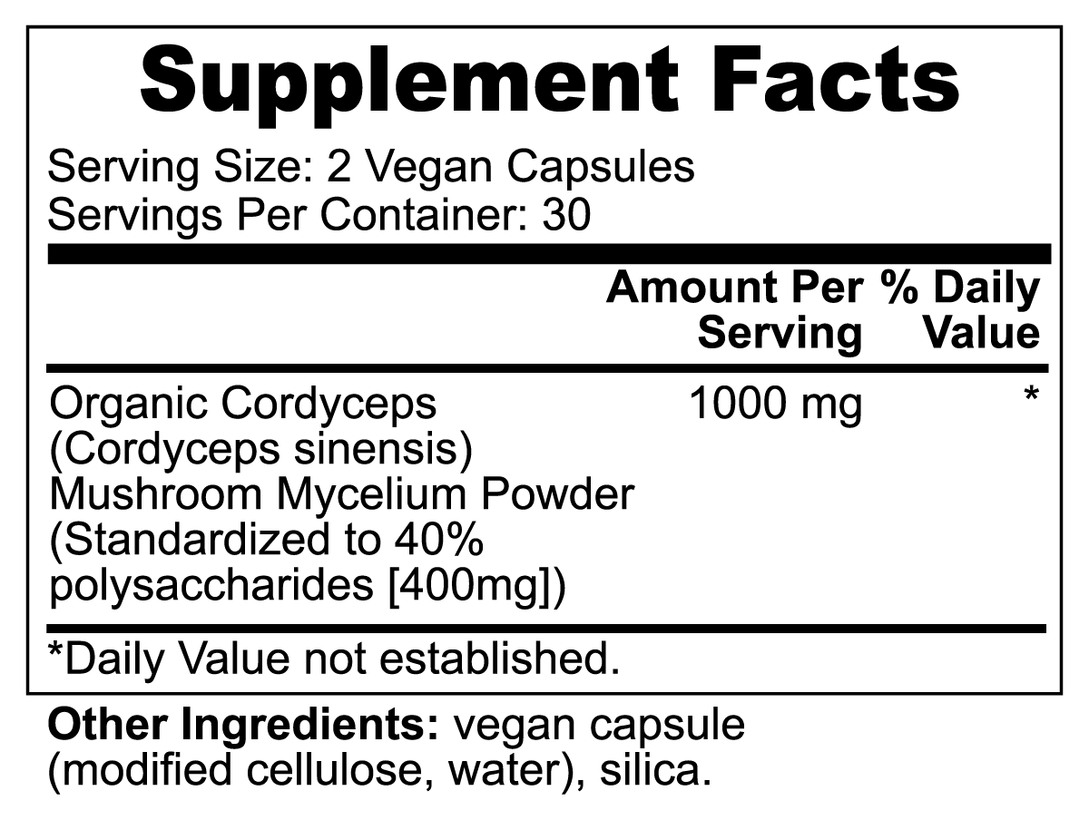 Shroove Cordyceps Capsule Supplement Facts